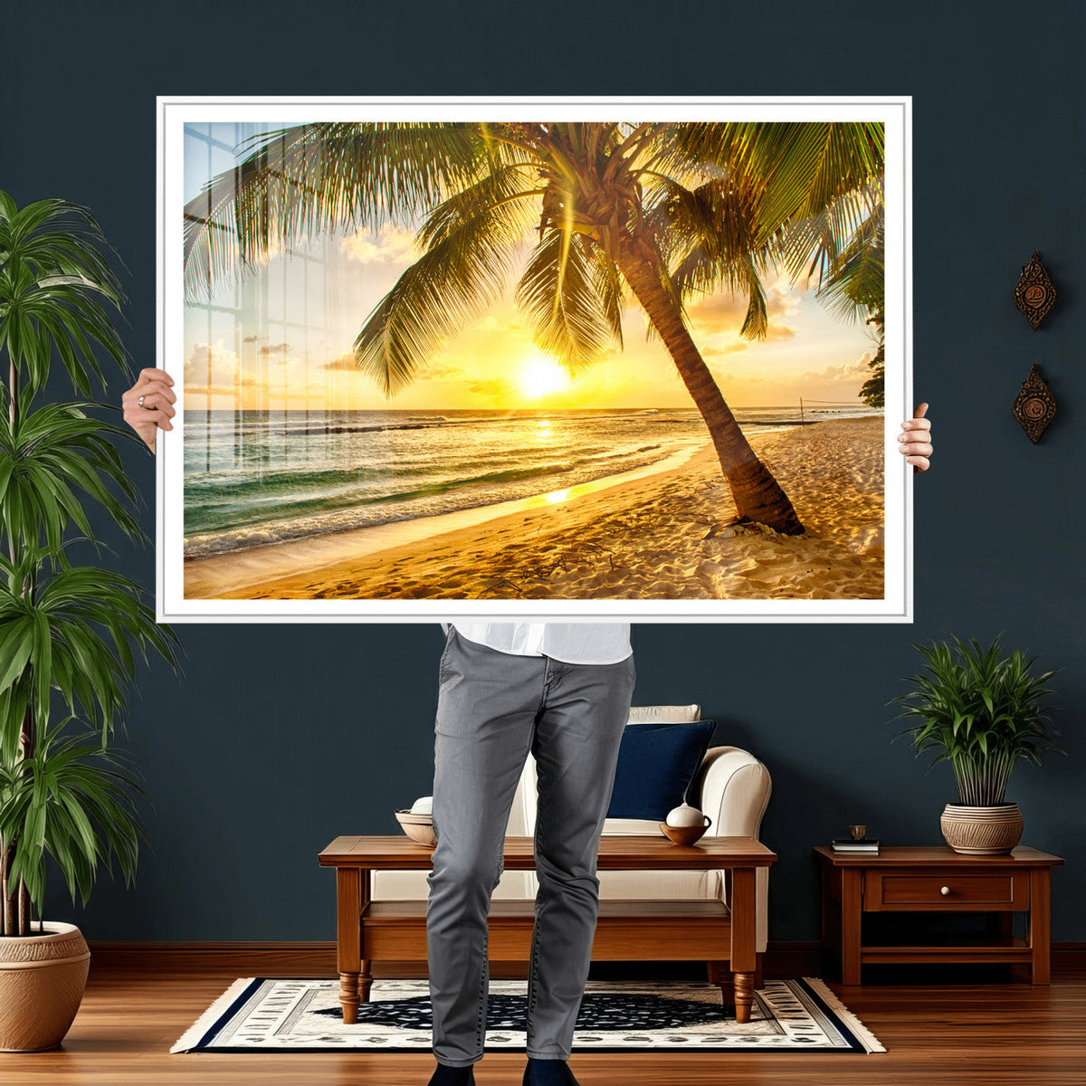 Beach Sunset Canvas Wall Art Print - Tropical Beach Canvas