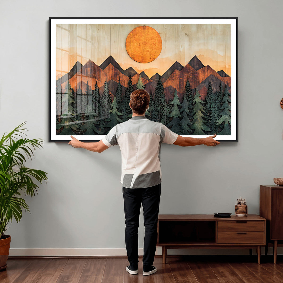 Sunset Mountain Landscape Canvas Wall Art Print - Nature