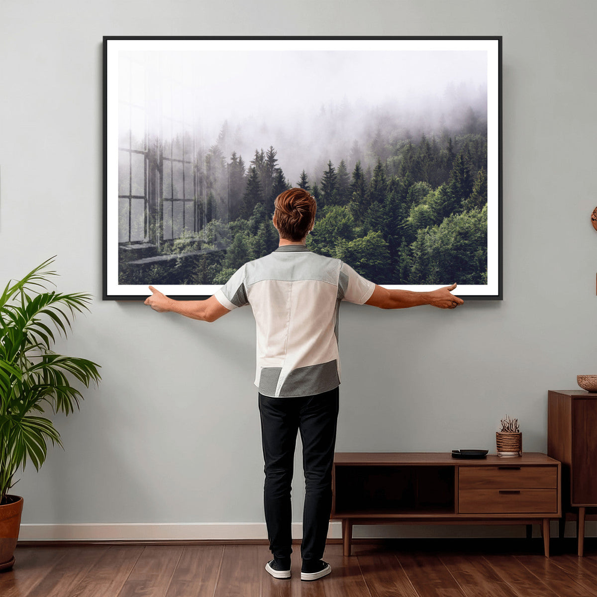 Misty Forest Wall Art | Foggy Forest Canvas Print | Large