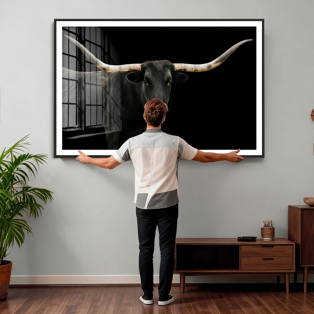 Longhorn Cattle Wall Art Canvas Print – Framed Texas Ranch