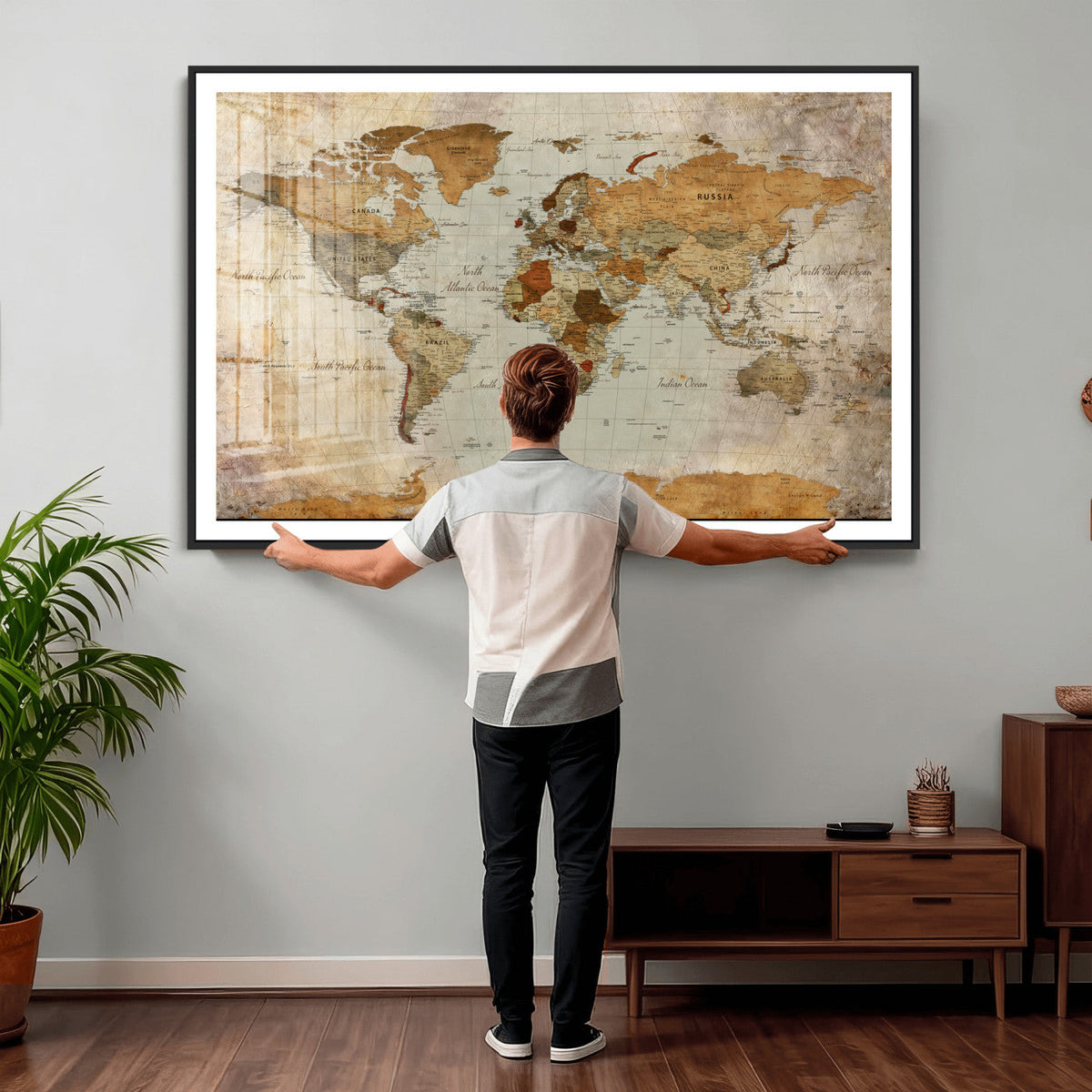 World Map Canvas Print – Detailed Map of the World Wall Art