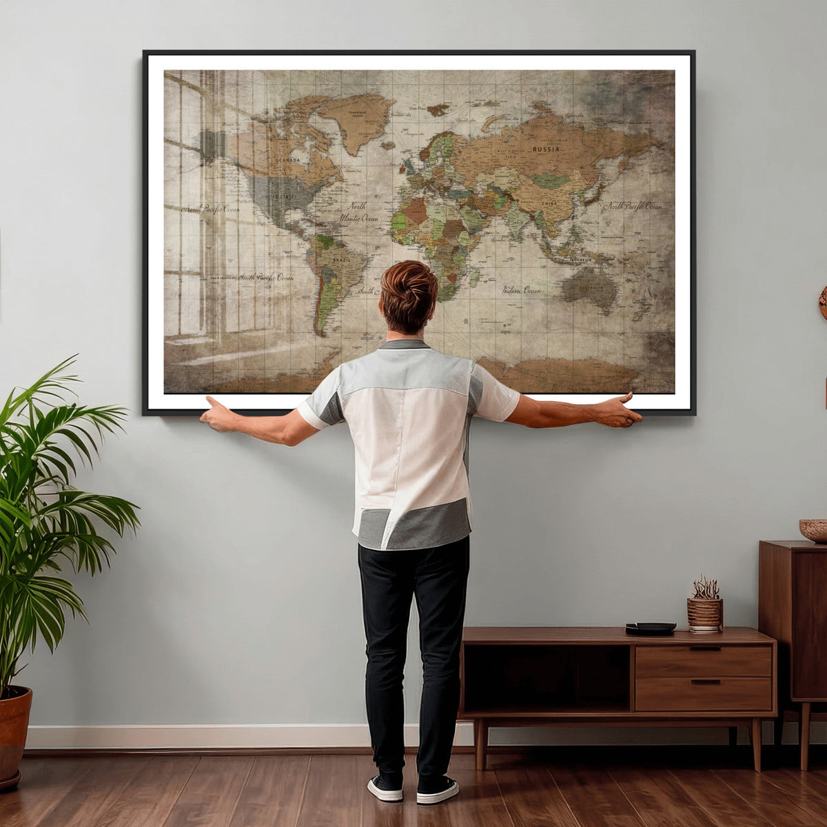 World Map Canvas Print – Framed Travel Map Wall Art for