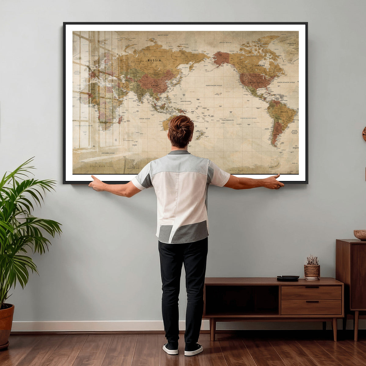 Vintage Detailed World Map Wall Art Canvas Print – Antique