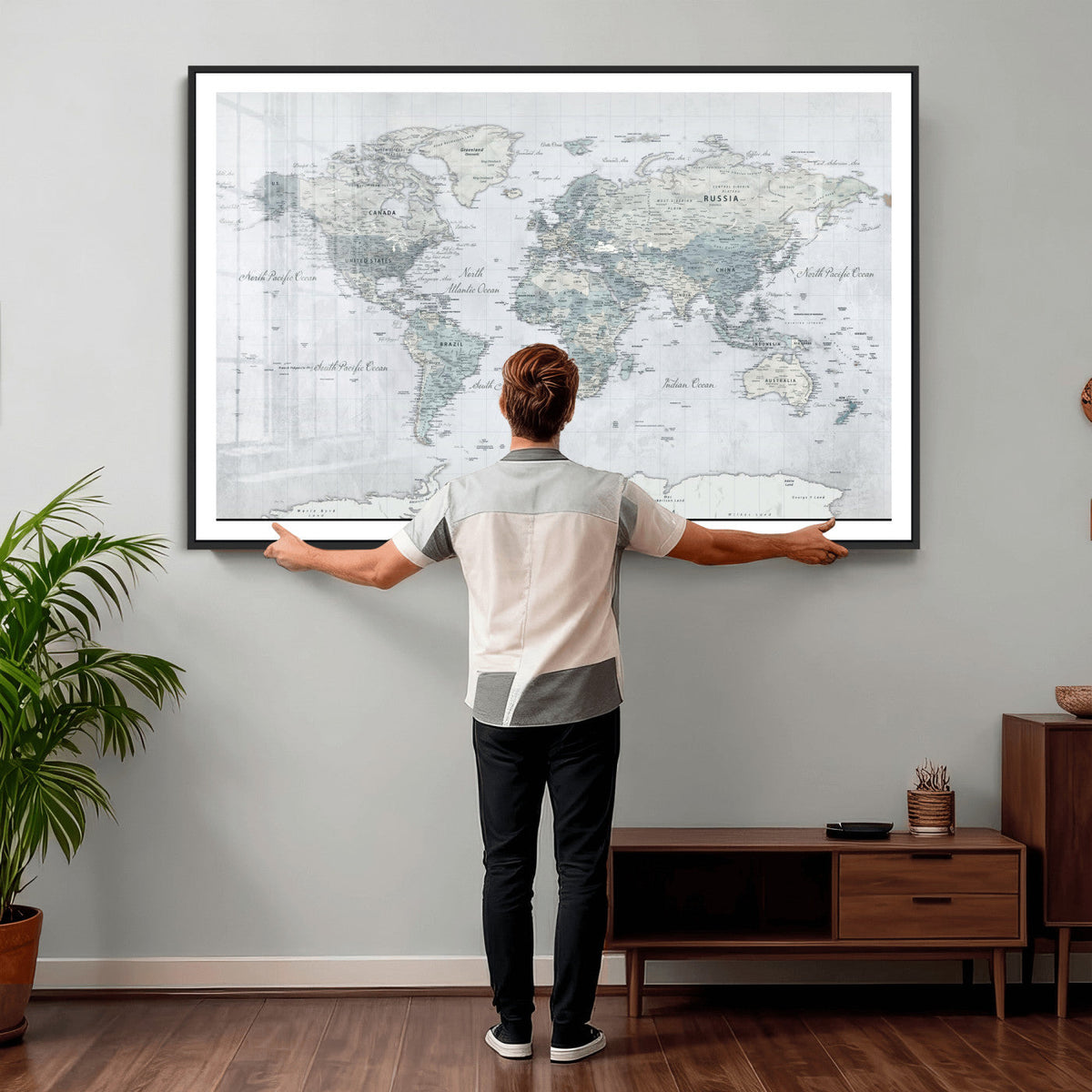 World Map Canvas Print – Detailed Map of the World Wall Art