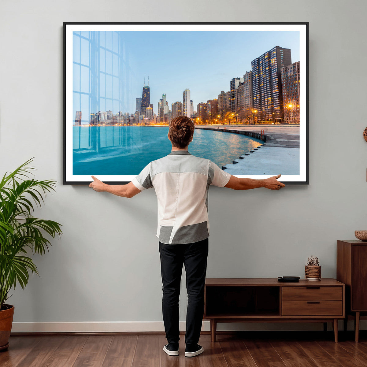 Chicago Wall Art Canvas Print, Chicago City Downtown Night