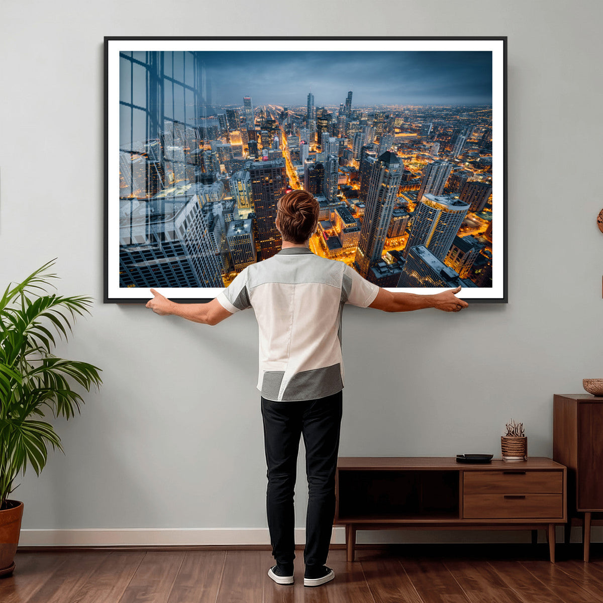 Chicago Wall Art Canvas Print - Chicago City Downtown Night