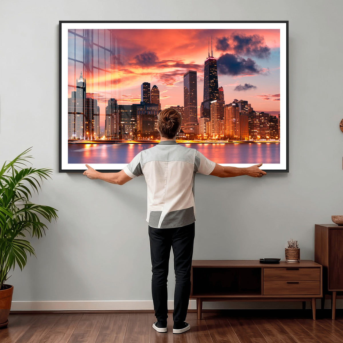 Chicago Wall Art Canvas Print - Chicago City Downtown Night
