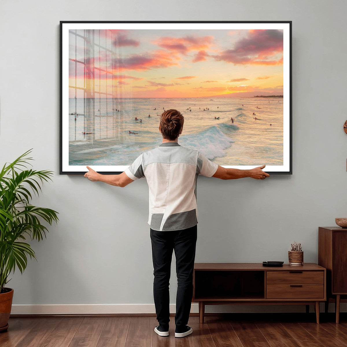 Sunset Beach Wall Art Canvas Print – Soft Coastal