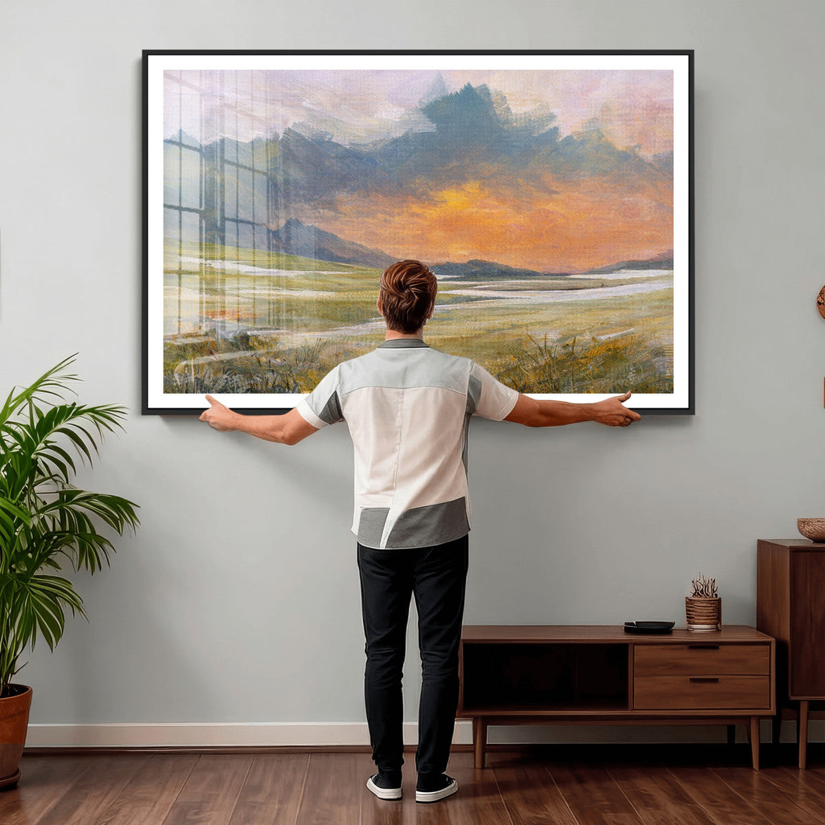 Mountain Sunset Wall Art Canvas Print Vintage Landscape
