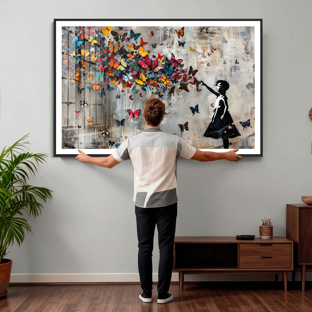 Banksy Wall Art - Banksy Girl and Butterfly Explosion Wall