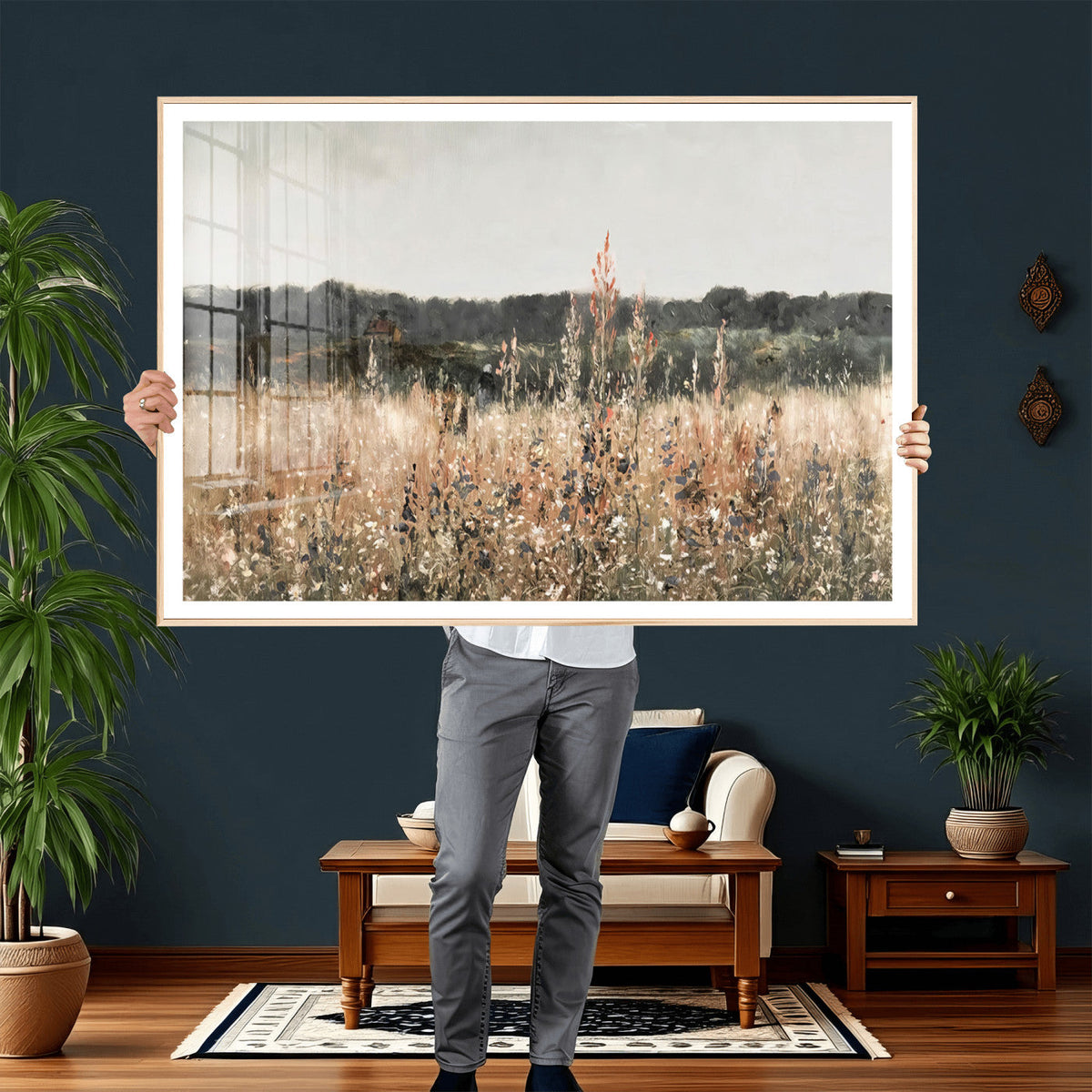 Rustic Field Landscape Wall Art Print, Giclee Canvas Wall
