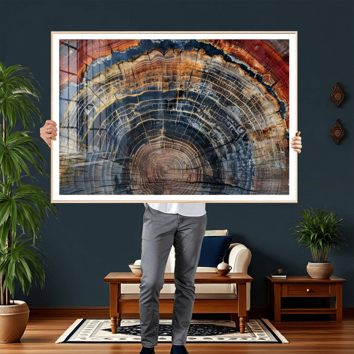 Abstract Tree Ring Wall Art Canvas Print