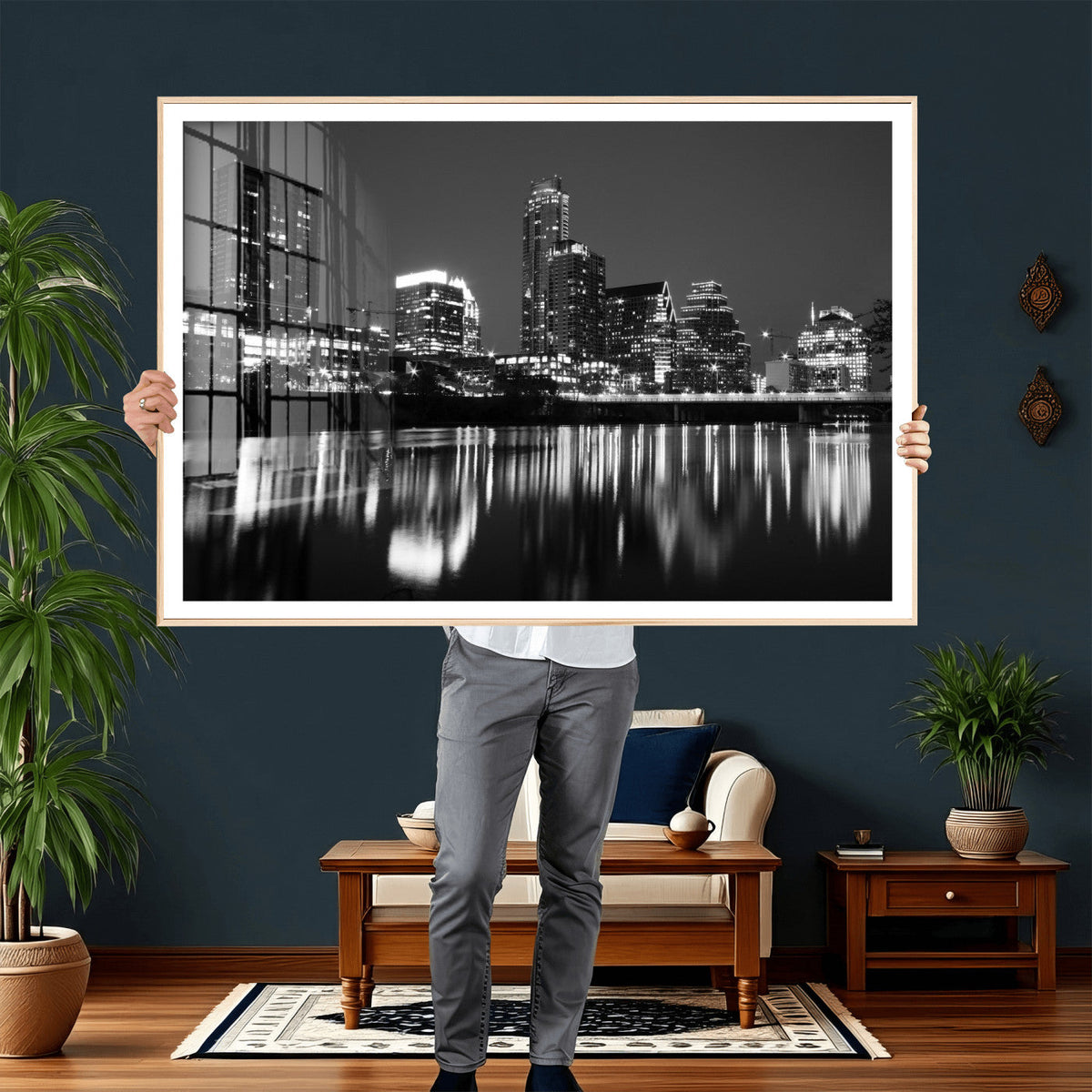 Austin Skyline Wall Art Canvas Print, Austin Downtown Night