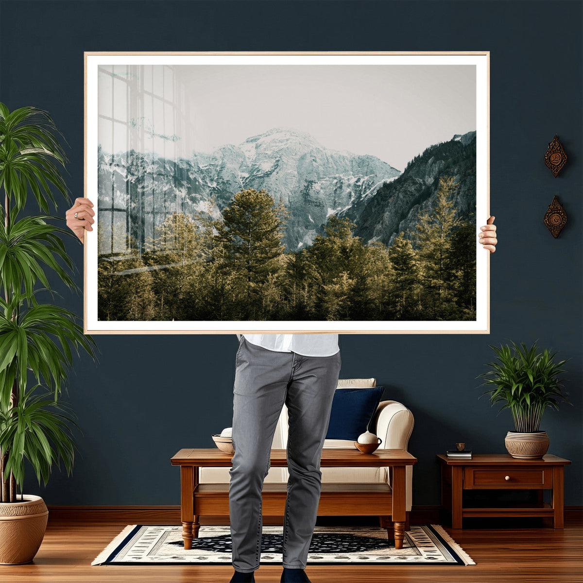 Mountain Forest Wall Art Canvas Print, Alpine Landscape