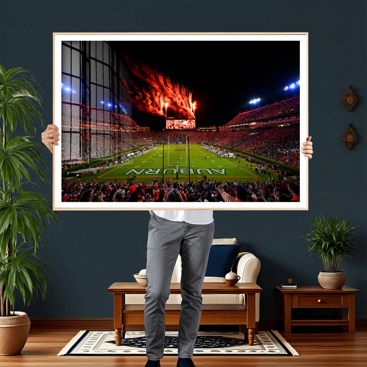 Auburn Stadium Wall Art Canvas Print, College Football Night