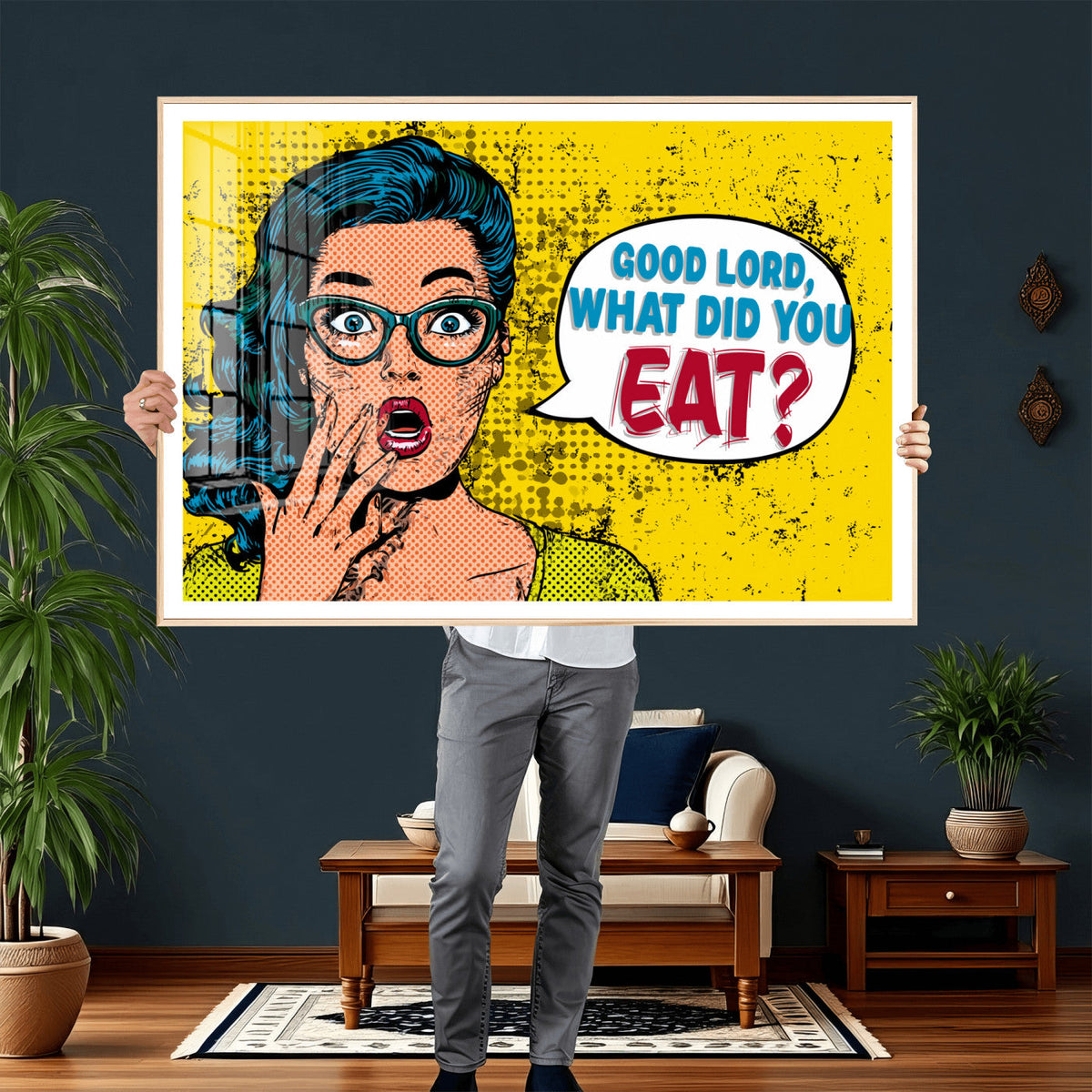 Pop Art Print Bathroom Sign Wall Art Canvas Print — Funny