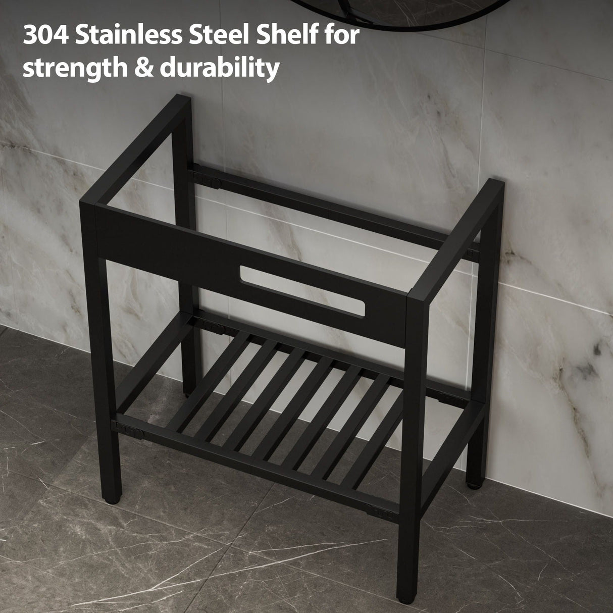 Console Sink With Legs, 32" X 18.5", Durable Porcela With Support - White / Black