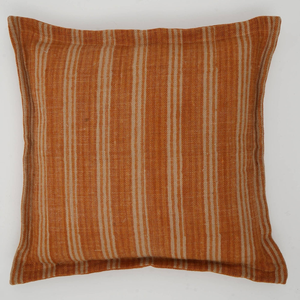 Double-Sided Stripe Throw Pillow – 20 x 20 Inch Orange Jute & Cotton