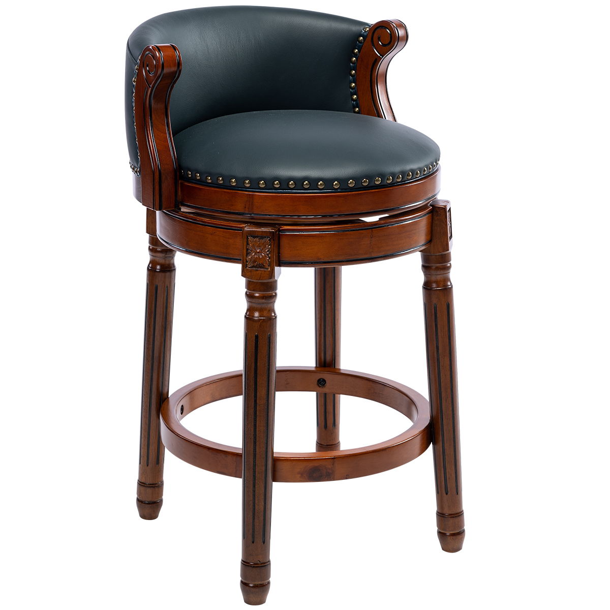 Seat Height 26'' Cow Top Wooden Bar Stool, 360 Degree Swivel Bar Height Chair With Backs For Home Kitchen Counter