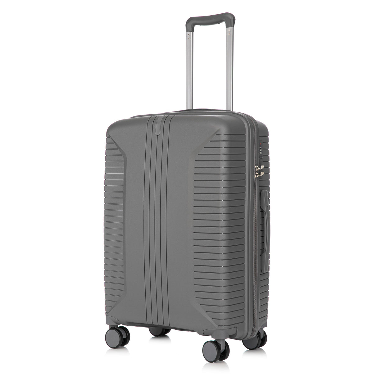 3-Piece PP Spinner Wheel Luggage Set 20'/24'/28' Silver Grey