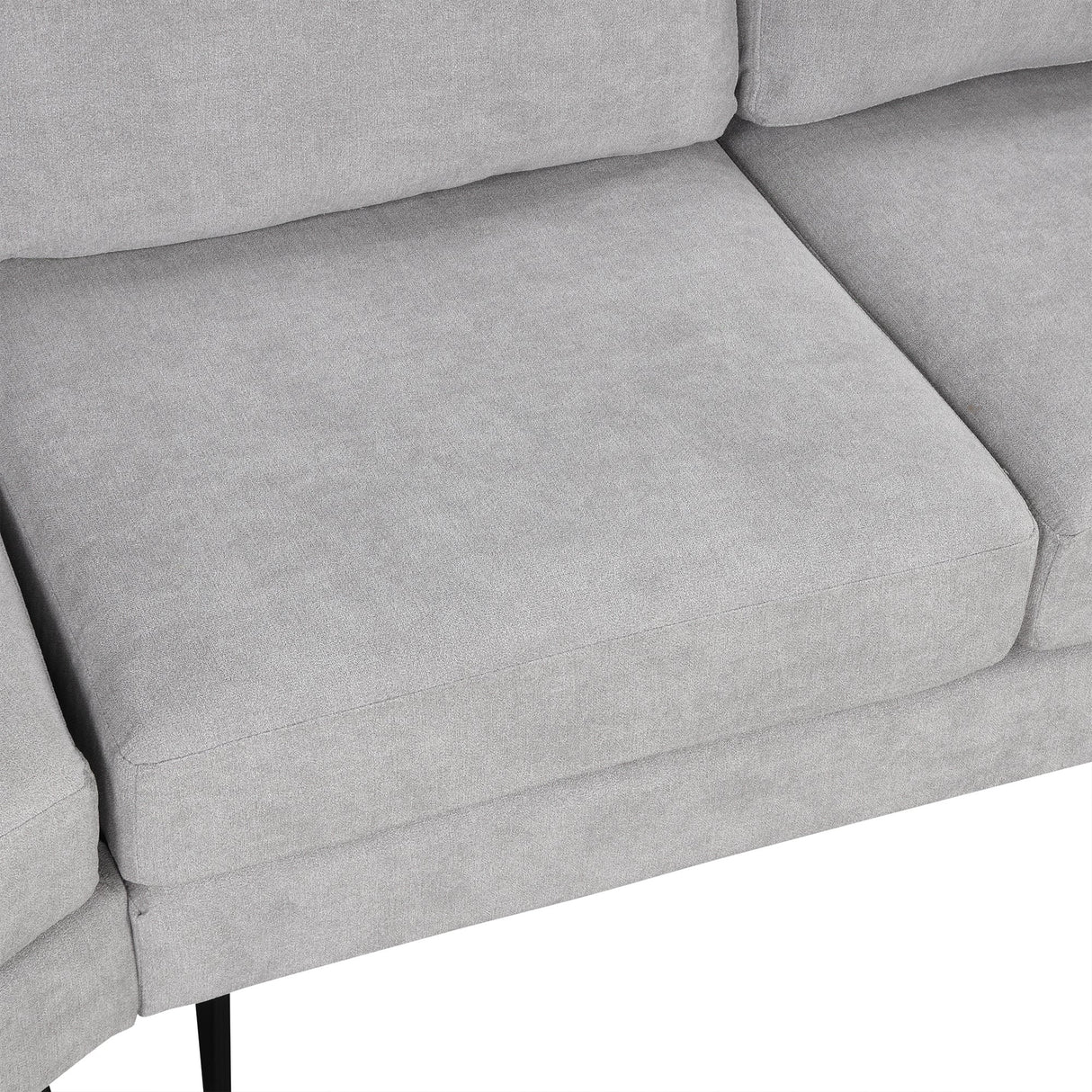111" Upholstered 3-Seater Sofa with Curved Design and Two Printed Pillows