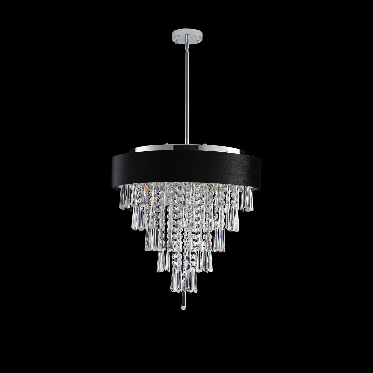 18-inch Modern Crystal Chandelier with Black Velvet Shade