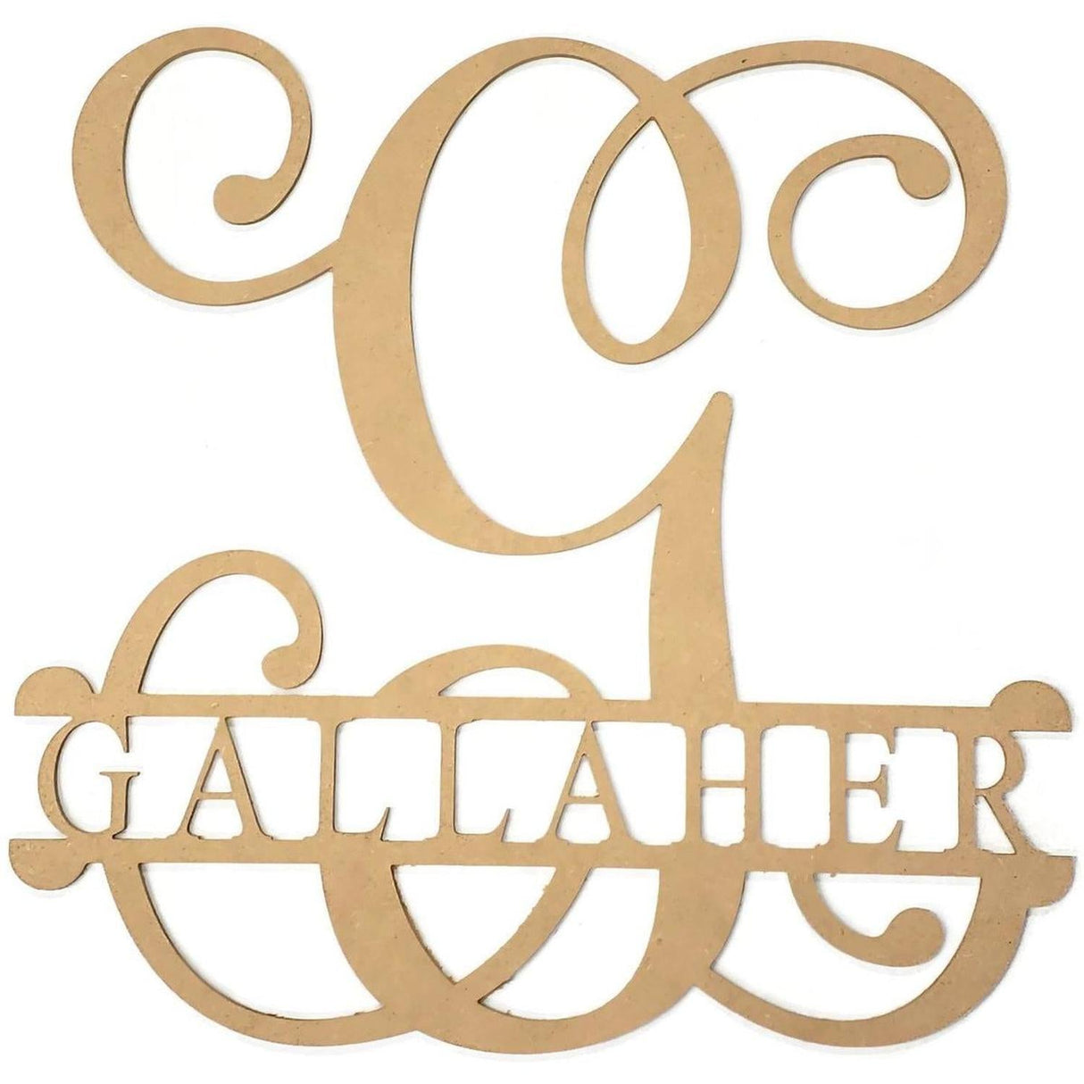 16" Unpainted MDF Vine Monogram Split Letter