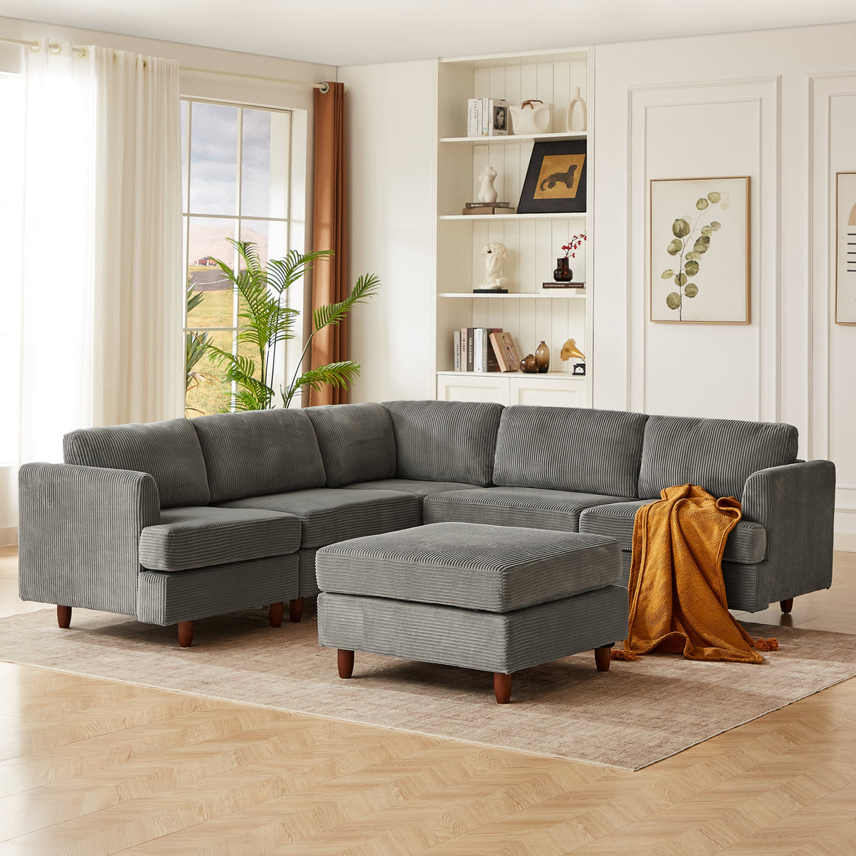 Modern Modular Sectional Couch, 6 Seaters Sleeper Sofa