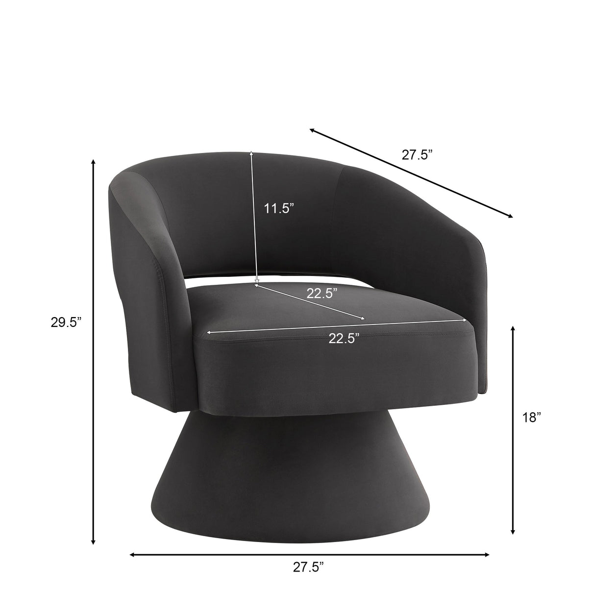 Modern Swivel Barrel Chair Upholstered Velvet 360 Degree Comfy Swivel Chair