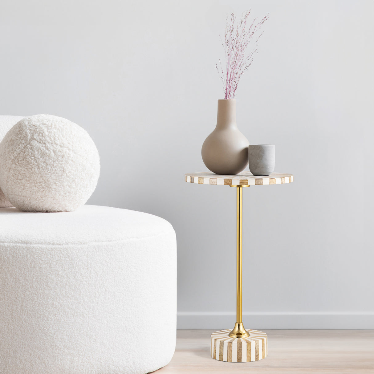 Calix Contemporary Minimalist Metal/Cork Round End Table