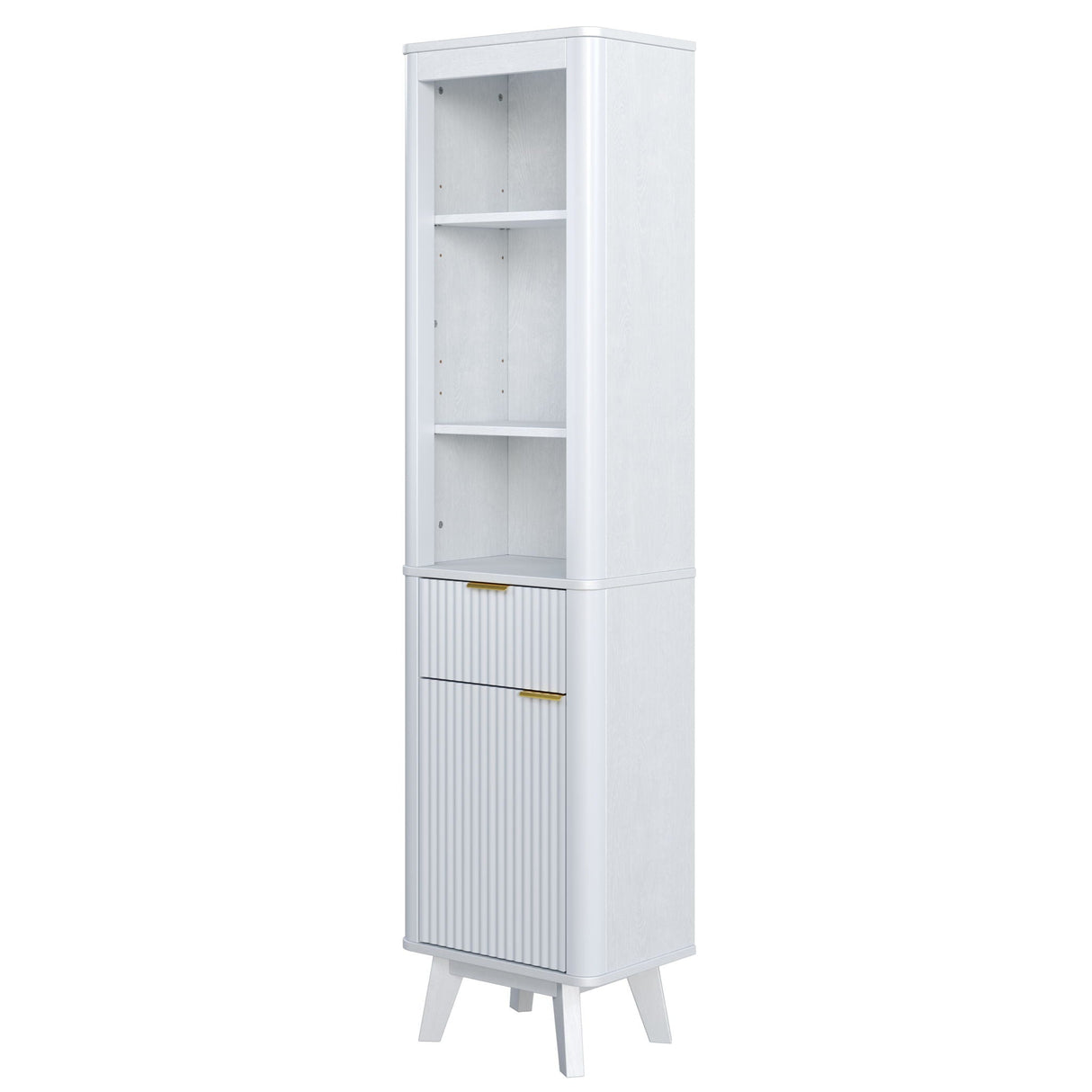 Tall Bathroom Storage Cabinet With Adjustable Shelves And 1 Drawer & Door