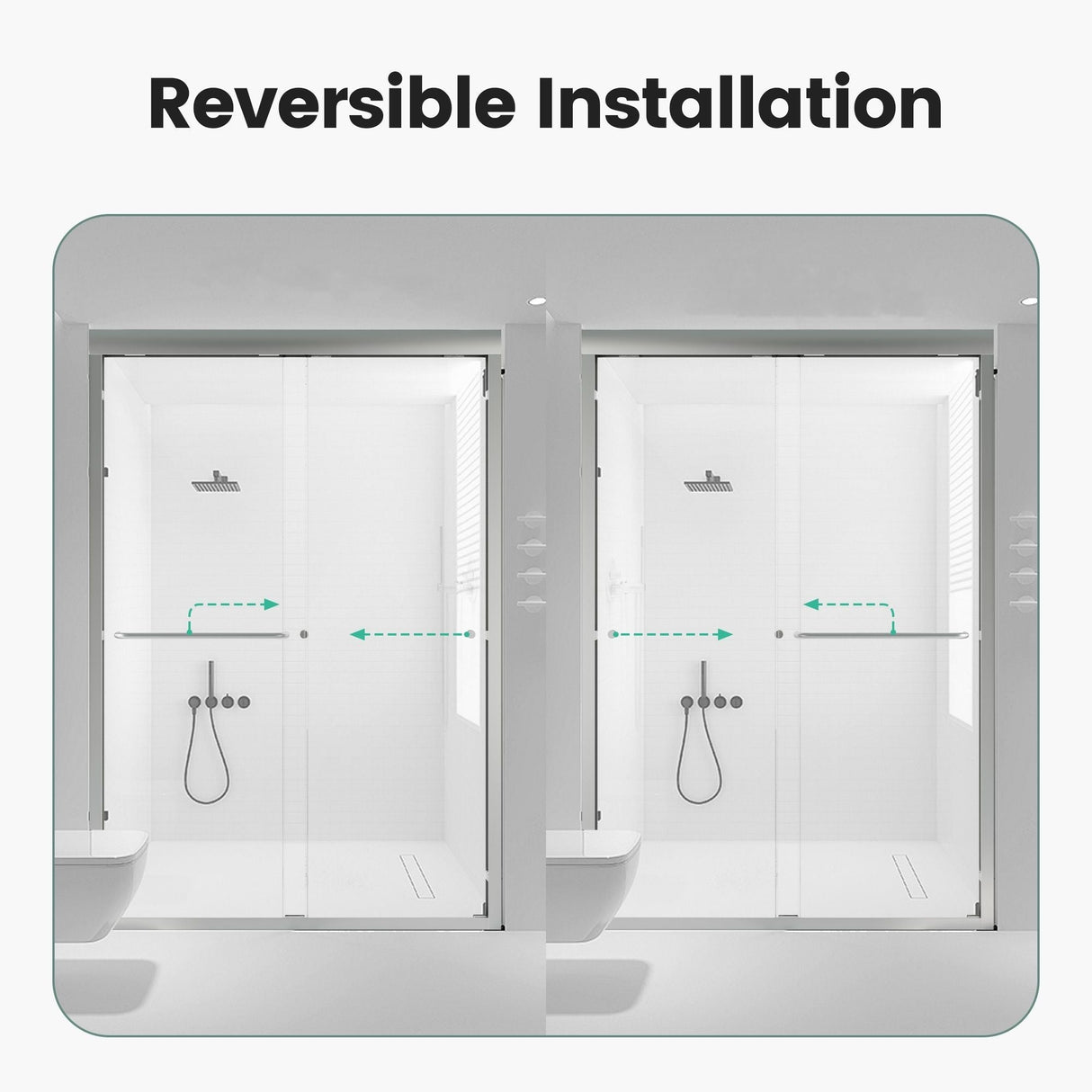 Semi Frameless Double Sliding Shower Door With Tempered Glass