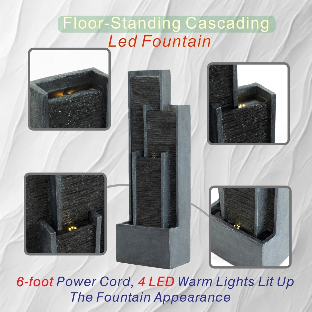 40 Inch Modern Outdoor Water Fountain