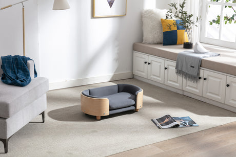Scandinavian-style-Elevated-Dog-Bed-Pet-Sofa-With-Solid-Wood-legs,-Velvet-Cushion,Small-Size-Pet-Bed