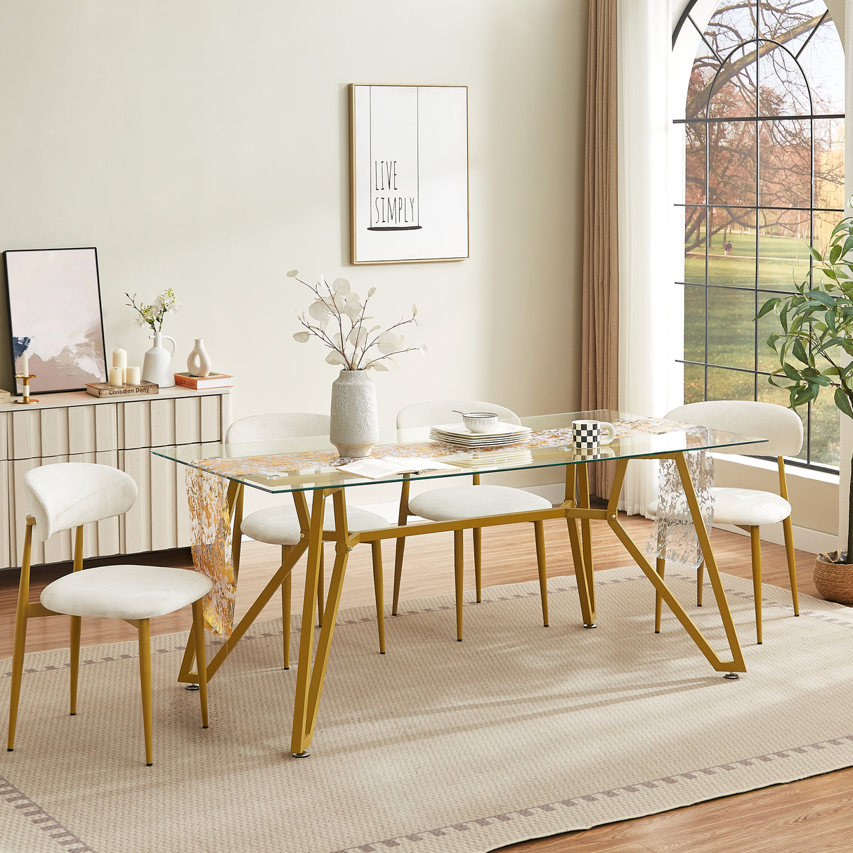 70.9-Inch Rectangular Glass Dining Table