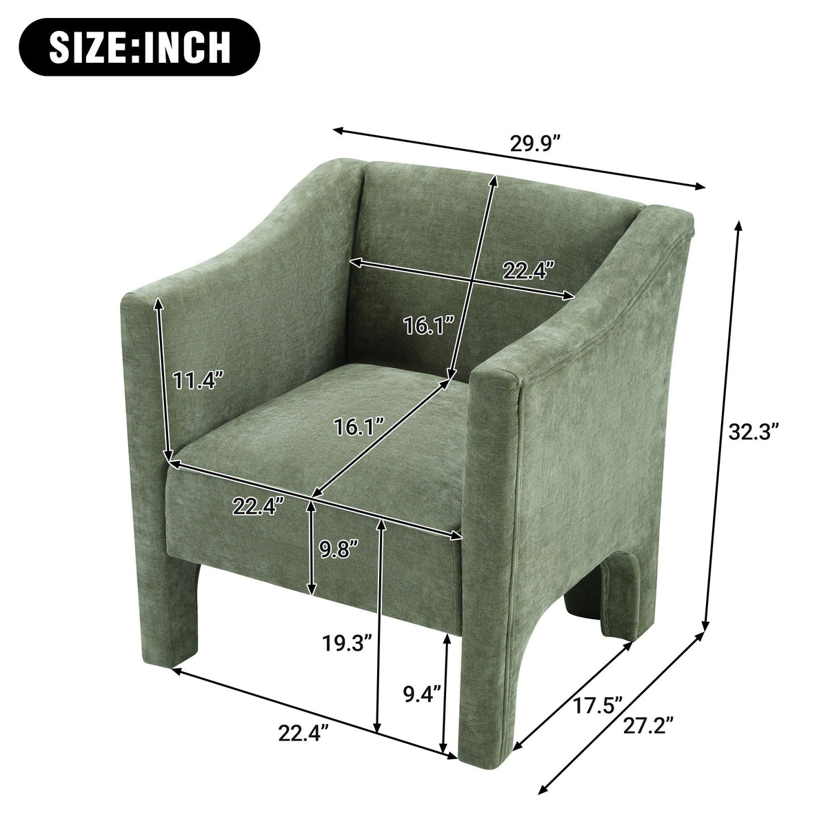 Barrel Accent Chair With Enclosed Arms