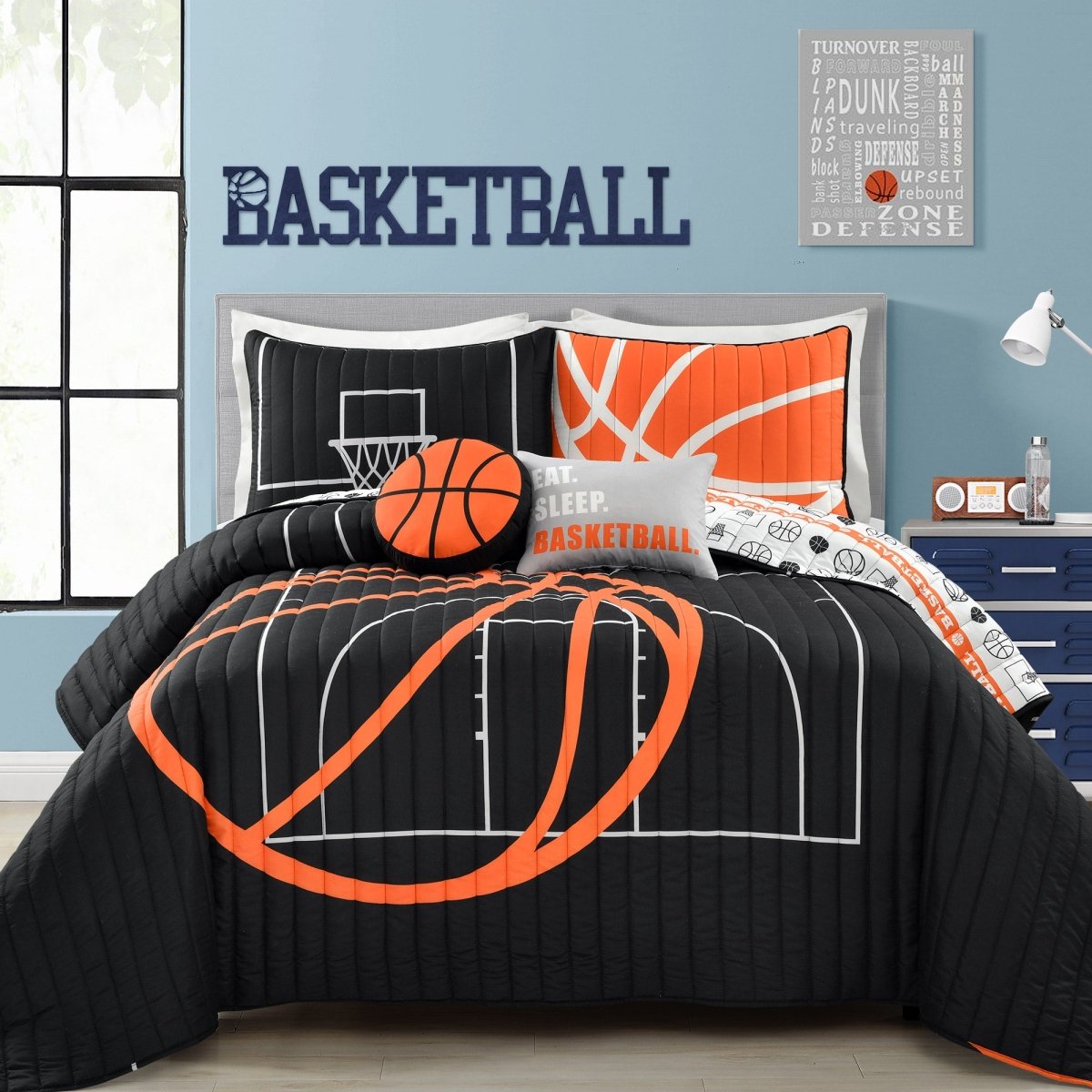Basketball Game Reversible Quilt Set