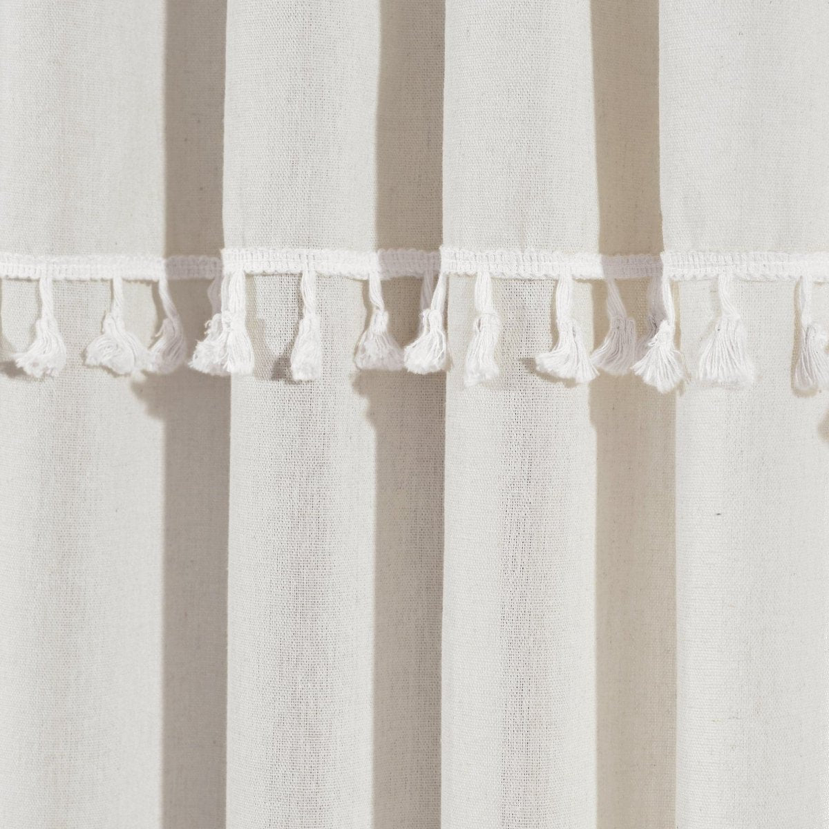 Ivy Tassel Faux Linen Window Curtain Panel Set