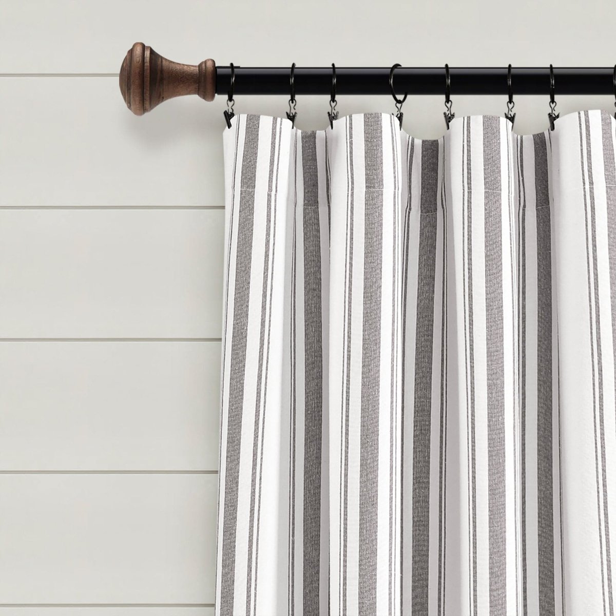 Farmhouse Stripe Yarn Dyed Recycled Cotton Blend Window Curtain Panel Set