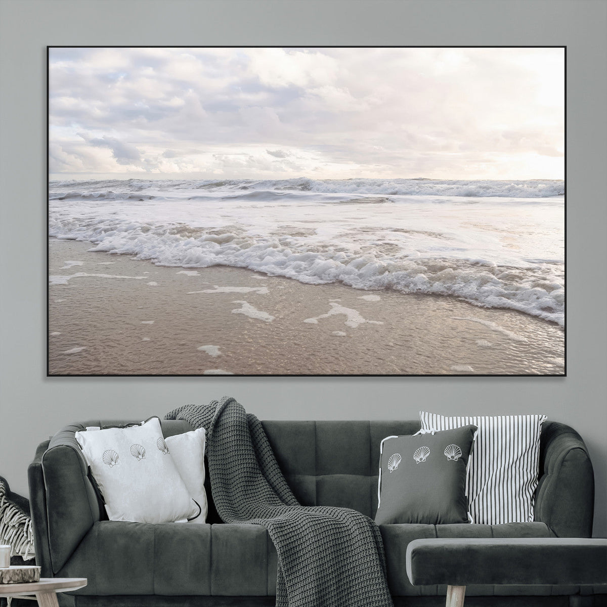 Ocean Waves Wall Art Canvas Print – Framed Coastal Shoreline