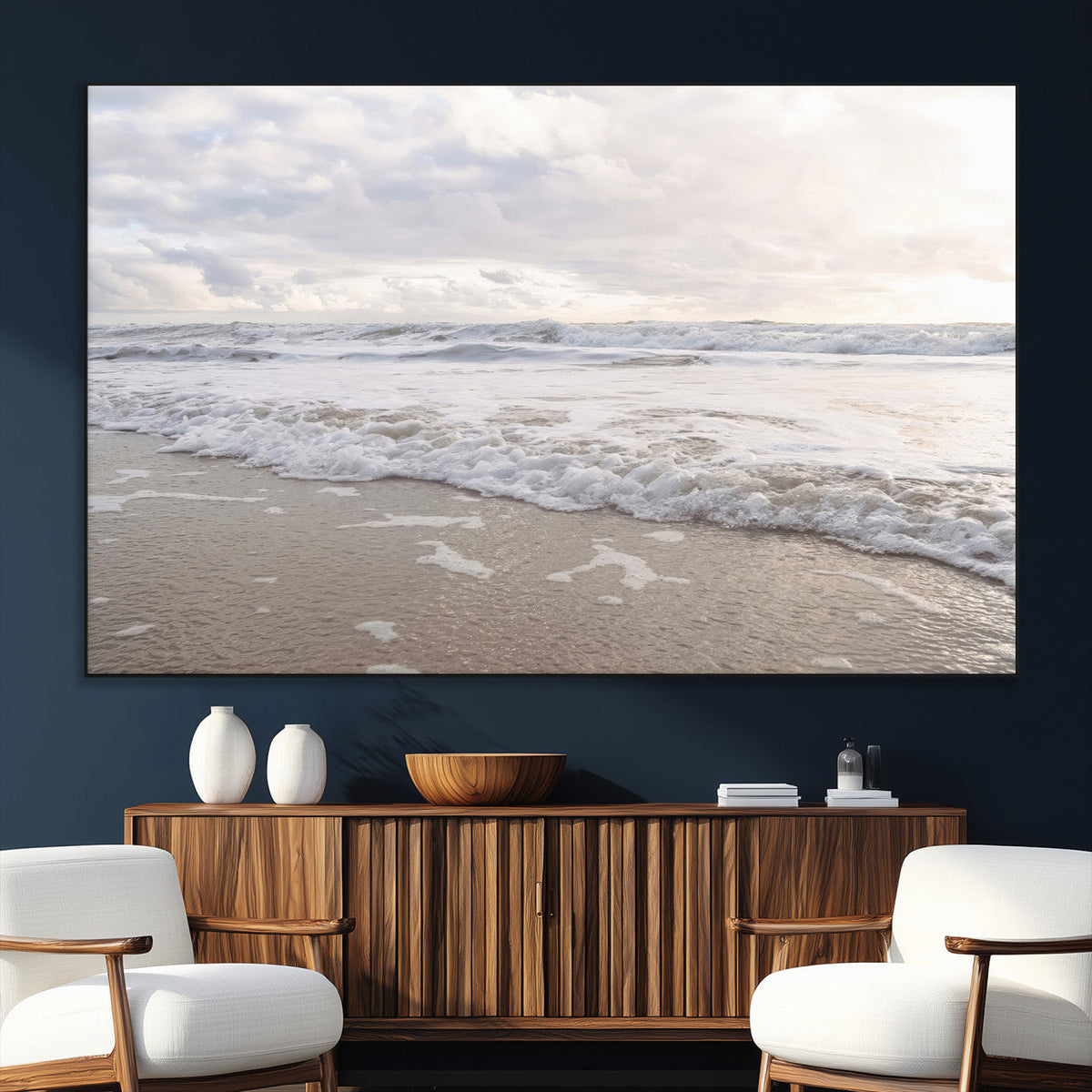 Ocean Waves Wall Art Canvas Print – Framed Coastal Shoreline