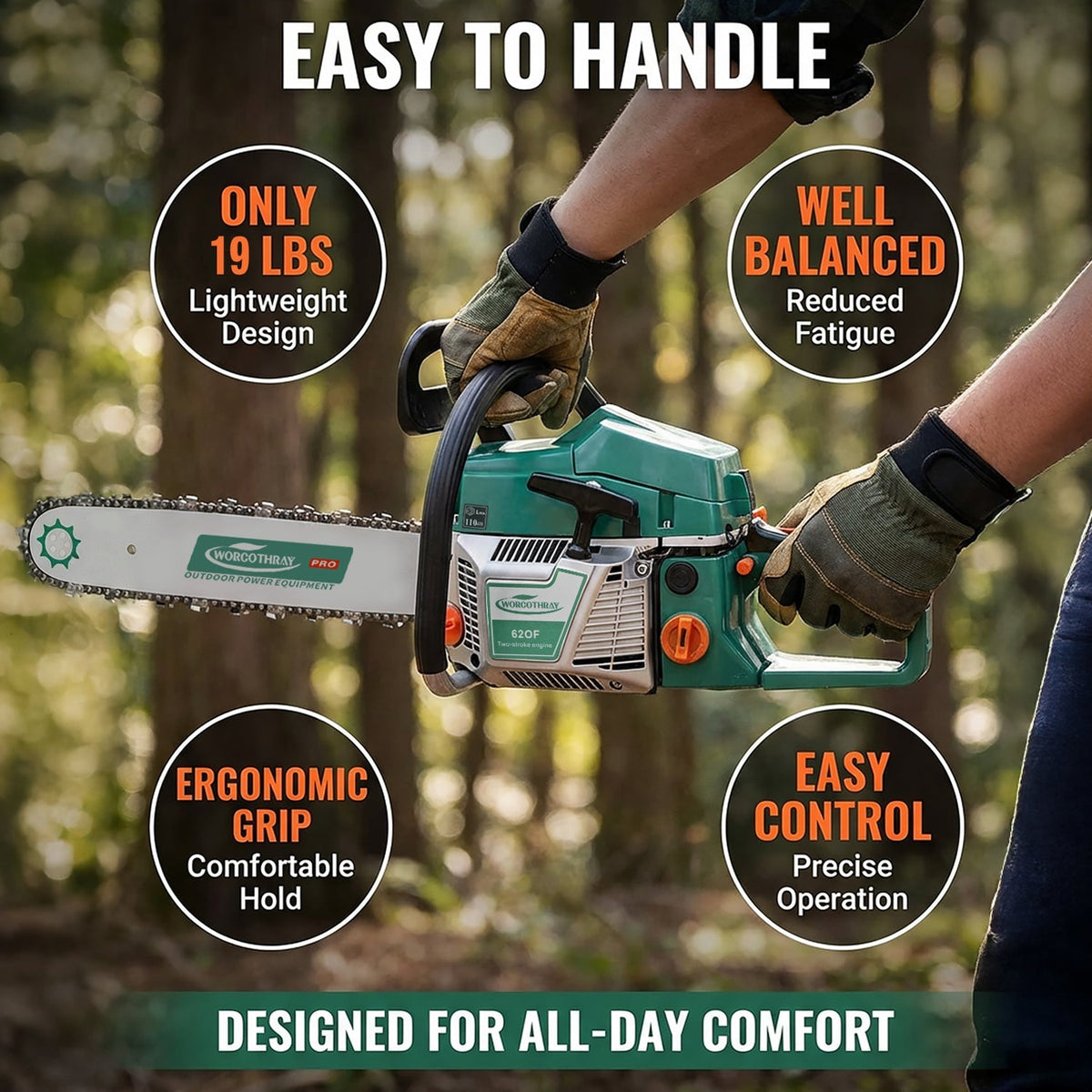 62CC 2-Stroke 20" Gasoline Chainsaw