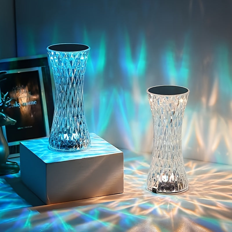 Touch Control Crystal Lamp – Rechargeable LED Night Light for Bedroom or Gifts
