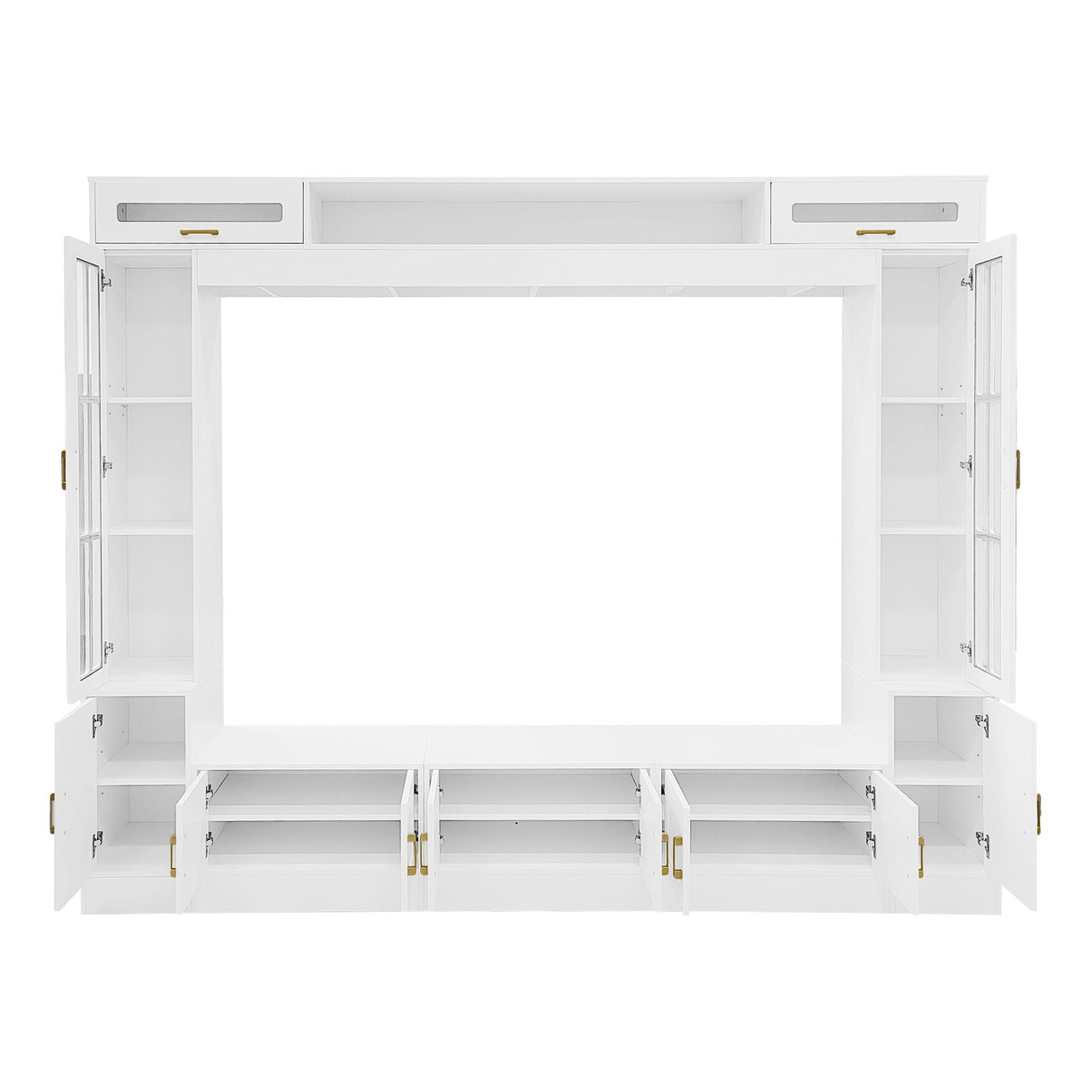Wall Unit Entertainment Center With Bookshelves For TVs Up To 80"