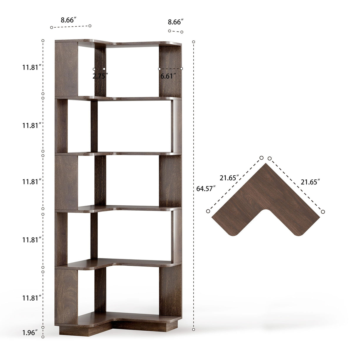L-Shaped Design Corner Bookshelf