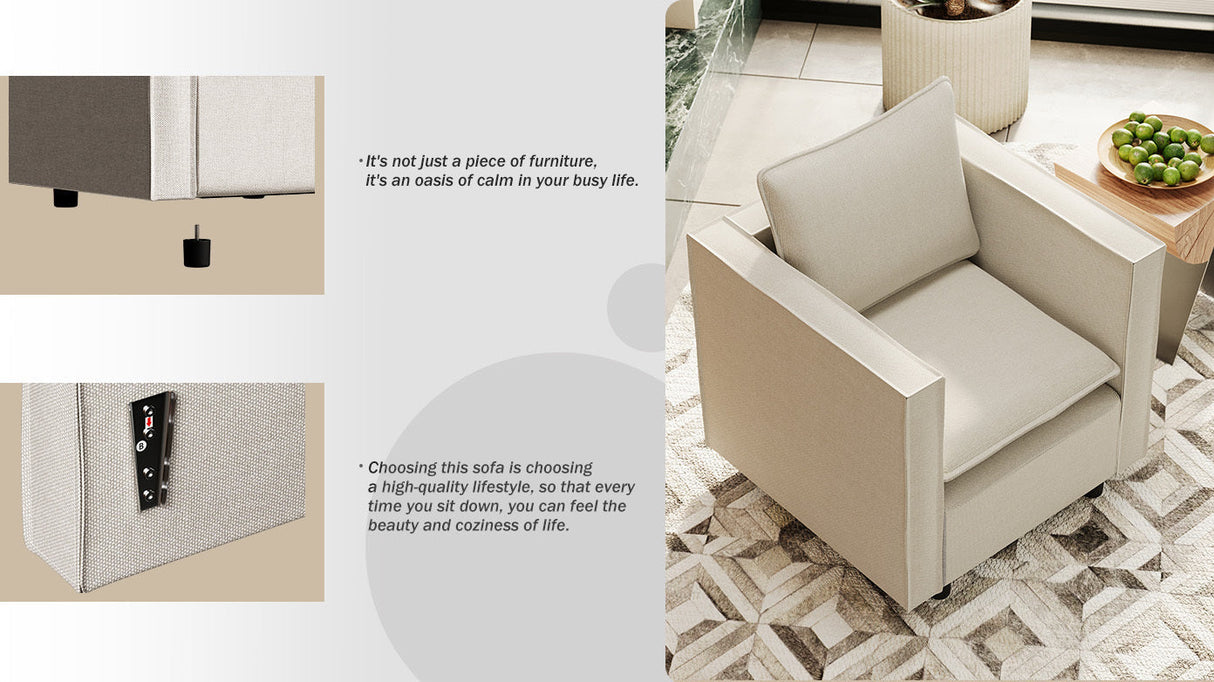 Modern Gray Single Sofa Chair