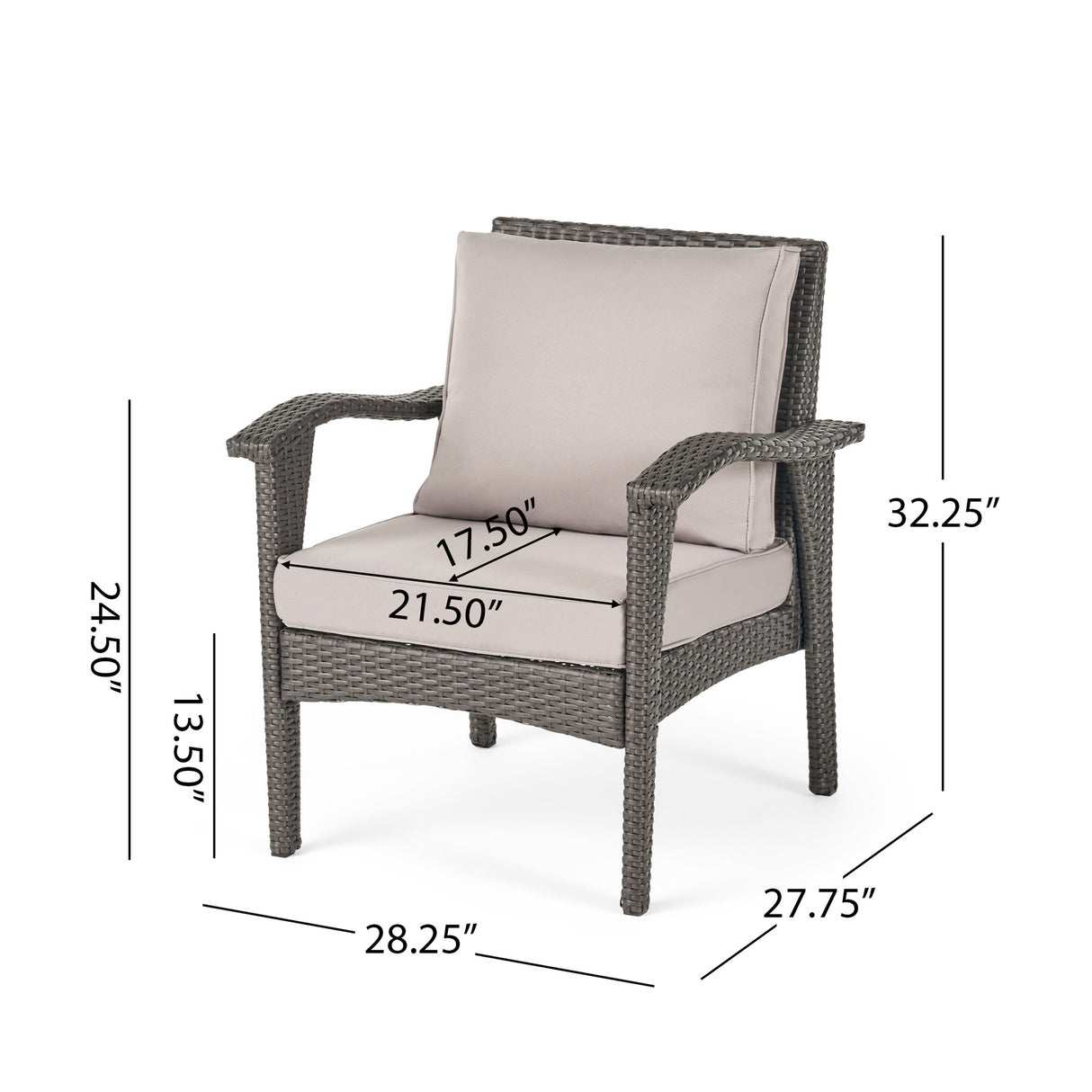 Honolulu Grey Club Chair Set of 2