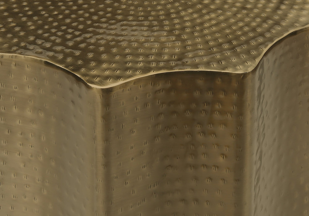Artifact End Table with Scalloped Design and Hammered Texture