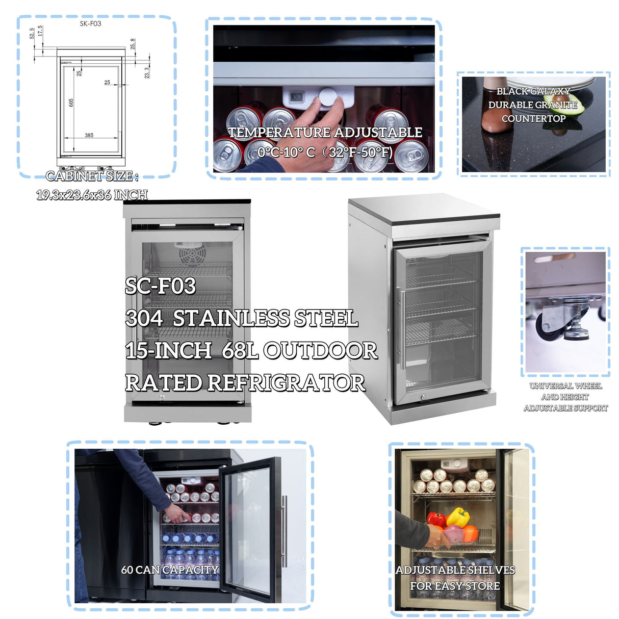 6 Burner 85,000 BTU Deluxe Gas Outdoor Kitchen Island Grill with Wine Cooler Refrigerator