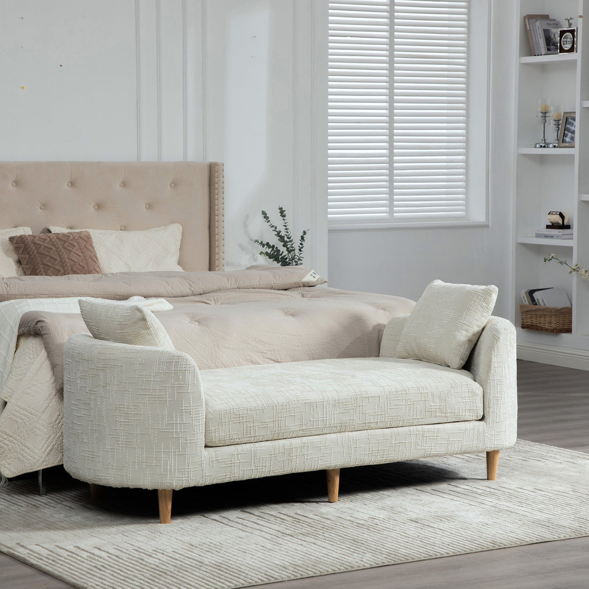 77.17" Wide Modern Upholstered End of Bed Bench